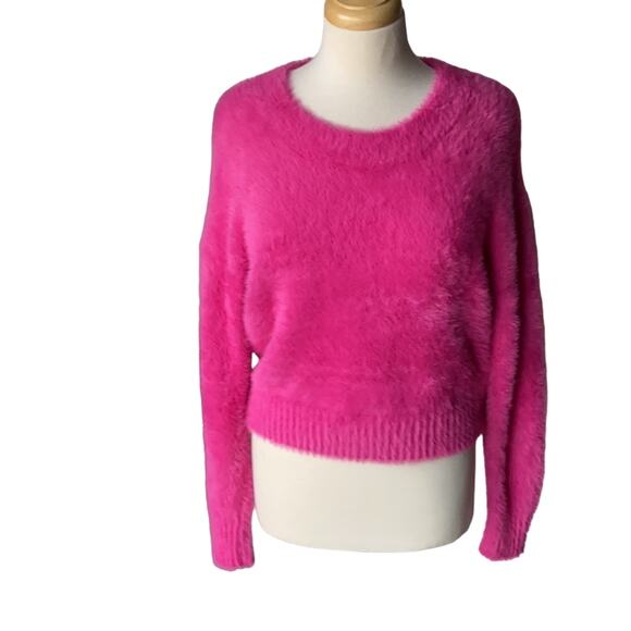 MCGUIRE Pallenberg Cloud Crewneck Fuzzy Sweater in Valley Girl Pink Barbiecore M - Picture 7 of 13